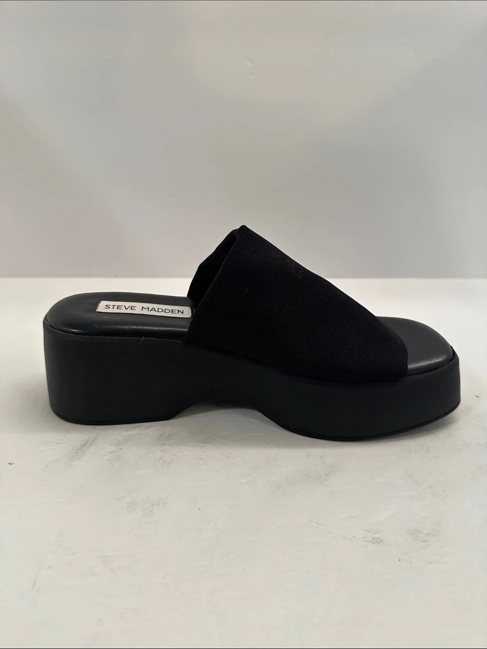 Steve Madden Black Low-Heel Slide Sandals
